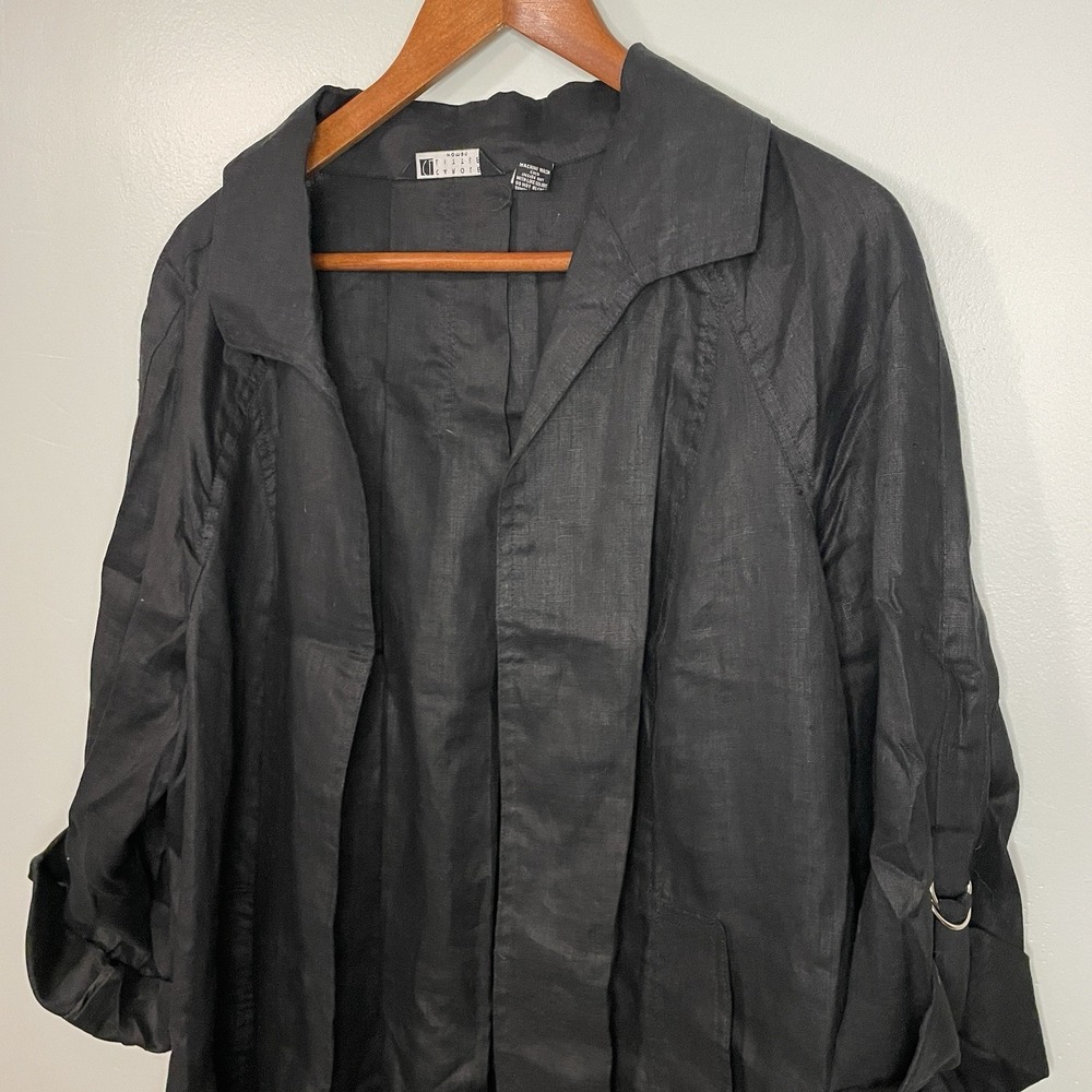 Carole Little Womens Black Linen Jacket Sleeve Vintage‎ Boho Size 1x - Picture 2 of 8